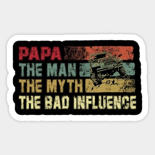 Mens Vintage Jeep Papa the Man the Myth the Bad Influence Father's Day Gift Jeep Dad Jeep Lover Sticker